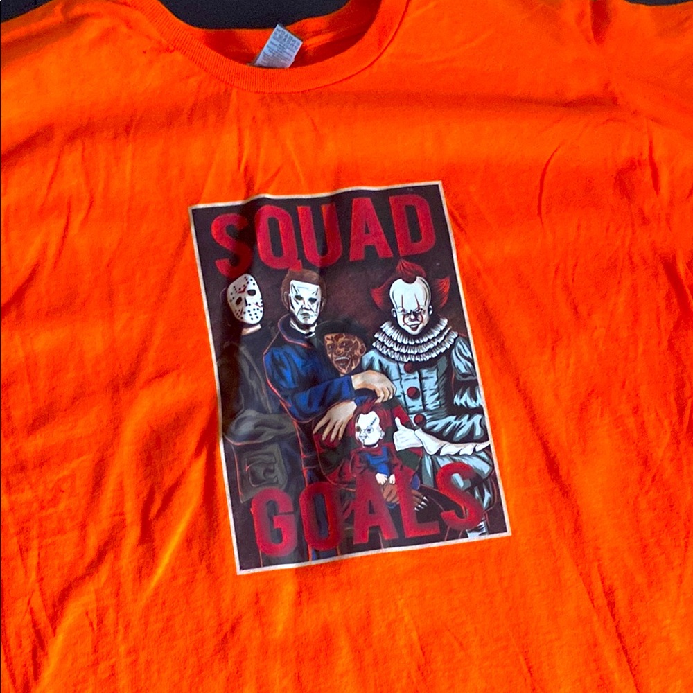 Vibrant Orange Short Sleeve Tee with Graphic Design